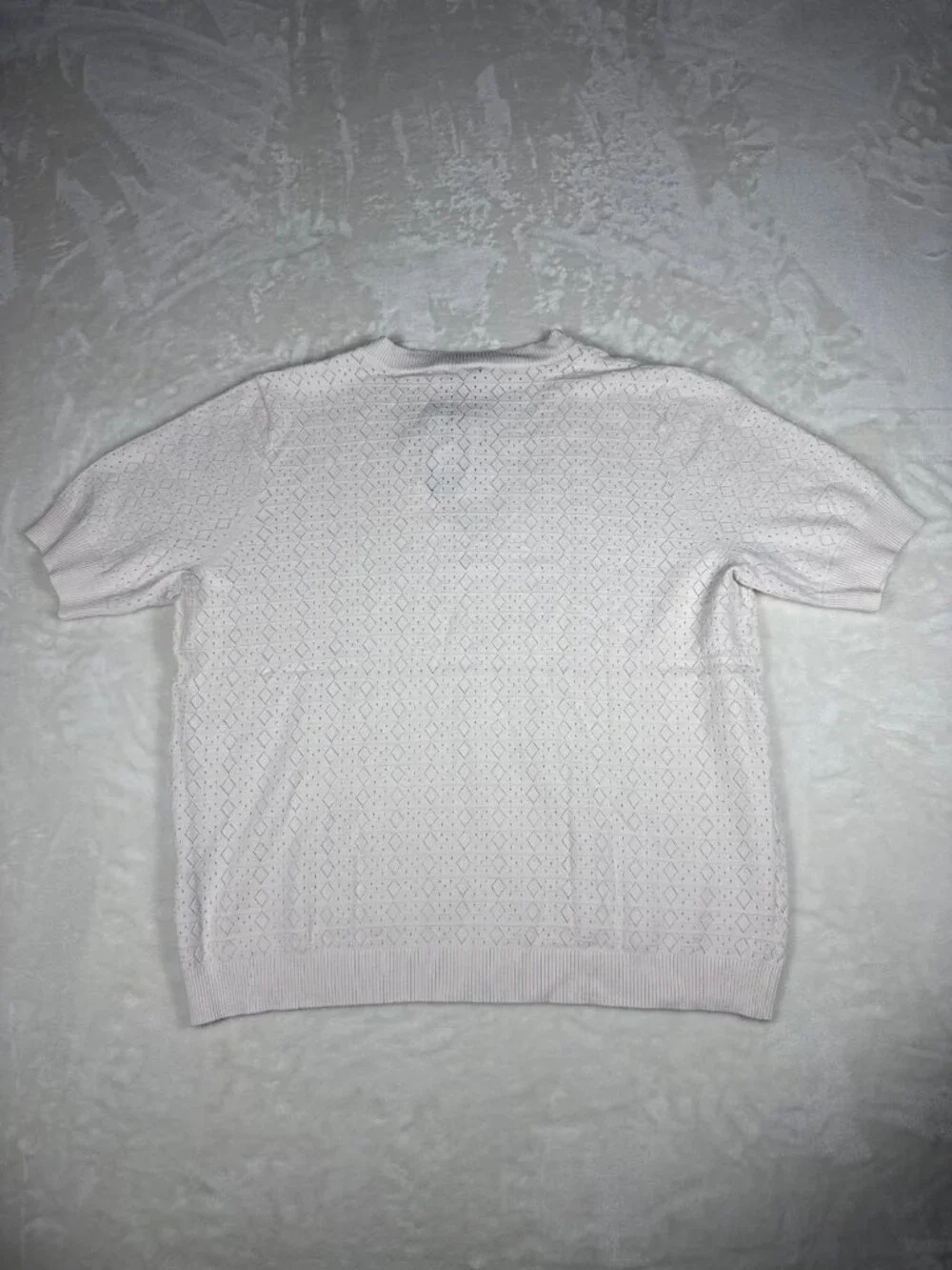 Splendid Womens White Short-Sleeve V-Neck Sweater XXL Diamond Eyelet Knit - Picture 7 of 8